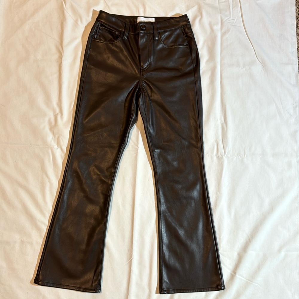 Dear John Jeanne flare faux leather pants. No flaws.